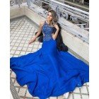 Longo Azul Royal Bordado