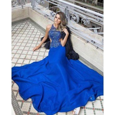 Longo Azul Royal Bordado