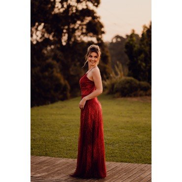 Longo marsala tecido gliterizado