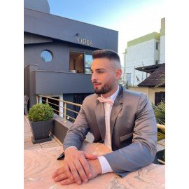 Terno Cinza Claro Acetinado