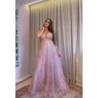 Vestido rose gliterizado