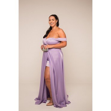 Vestido plus size lavanda