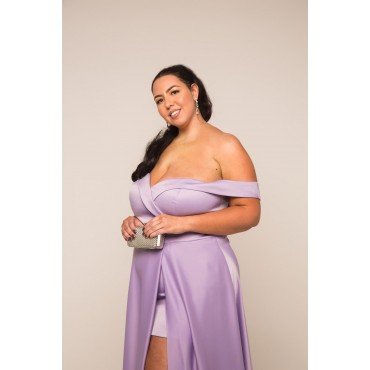 Vestido plus size lavanda