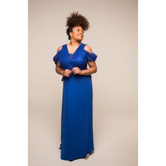 Vestido Plus Size Azul Royal
